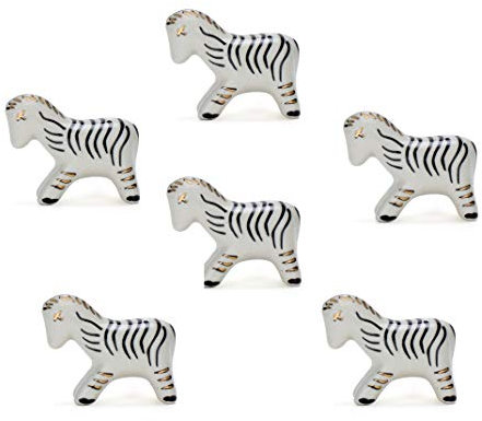 Perilla Home Set of 6 Zebra Ceramic Knob Zebra Knobs Kitchen Cabinet Cupboard Glass Door Dressser Wardrobe and Drawers Pull Knob