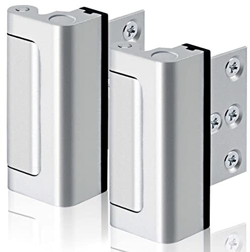 GreaTalent 2PACK Home Security Door Reinforcement Lock Childproof, Add High Security to Home Prevent Unauthorized Entry, Aluminum Construction Finish, Frame Lock, Silver
