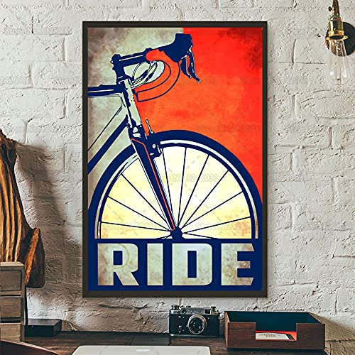 zuomo Reiten Vintage Fahrrad Poster Retro Radfahren Fahrrad Leinwand Malerei Rennrad Fahrrad Wandkunst Dekor 50x70 cm Kein Rahmen