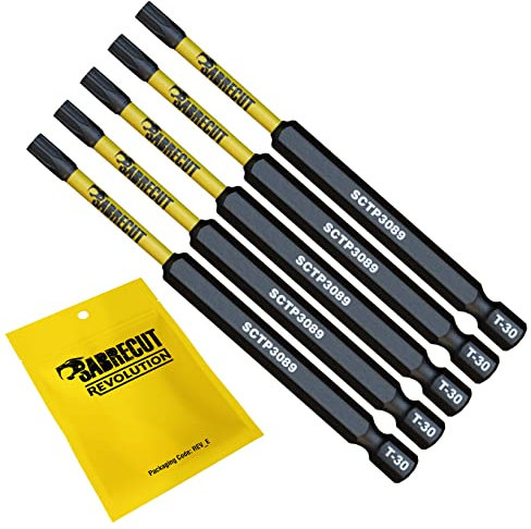 5 x SabreCut SCTP3089_5 89mm T30 TX30 Torx Tamper Proof Security Magnetic Impact Screwdriver Driver Bits Set Heavy Duty