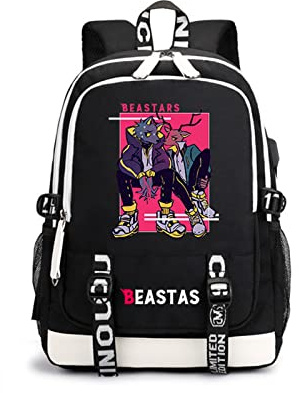 oneforus Unisex Anime Beastars School Bags Legoshi Printing Backpacks With USB Headset Charging Port High Capacity Bag
