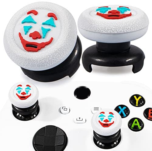 Playrealm FPS Thumbstick Extender &Textur Gummi Silikon Griffabdeckung Thumb Grip Aufsätze 2 Sätze für Xbox Series X/S & Xbox One Controller (Joker Weiß)