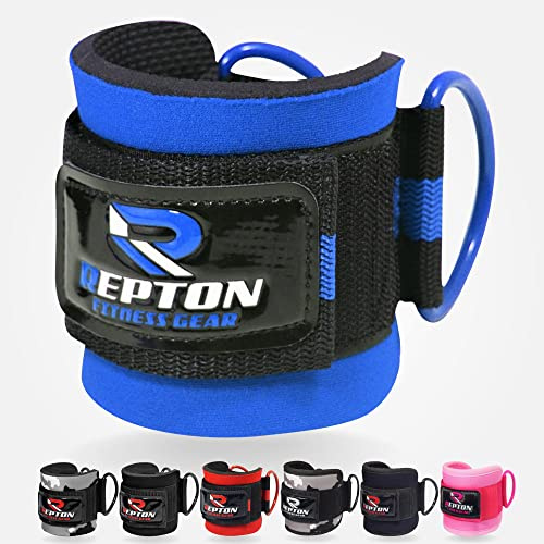 Repton Fitness Gears Adjustable Ankle Straps for Glutes Kickback - Stainless Steel D Ring - Cable Machine Attachments for Leg Extensions and Hip Abductors - Neoprene Support - Unisex Design