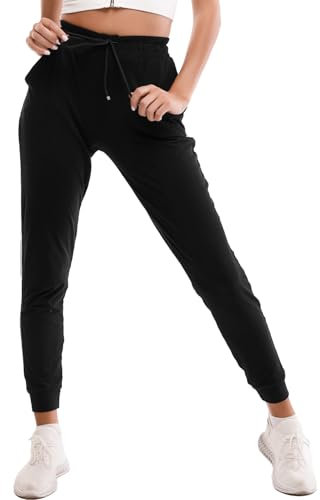 Stanpetix Joggers for Women - Womens Sweatpants with Pockets Sport Pants Black Trousers for Women UK(Black, L