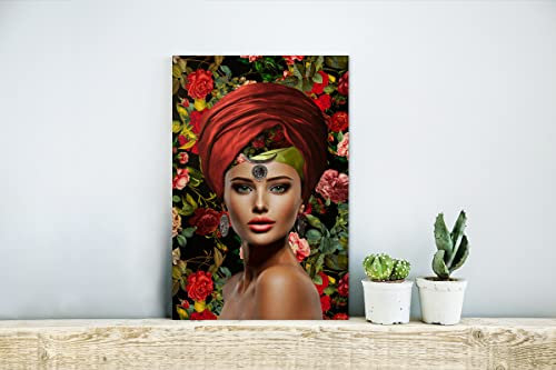 MuchoWow Glasbild Glasfoto Wandbild Bilder Deko 20x30 cm Frau - Blumen - Bunt