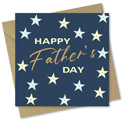Fathers Day Card for Dad. Stars Design. Made in UK. Card 150x150mm supplied with Envelope. Ecofriendly.
