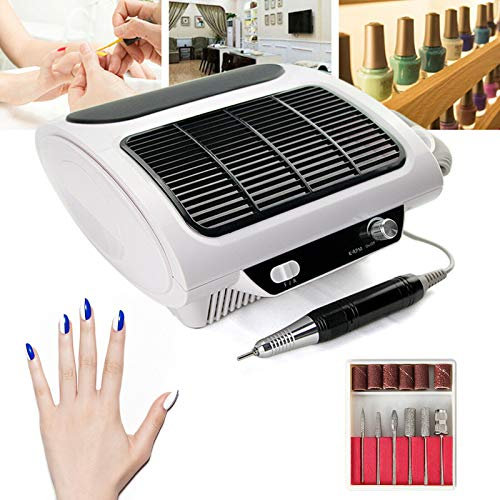 kangten Elektrischer Nagelfräser Set mit Absaugung, Profi Manikure Pedikure Set 220V Staubsauger Nagelfeile Staubabsaugung für Nagelstudio Tisch