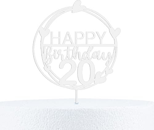 Alsino Happy Birthday Cake Topper Geburtstag 18-90 Jahre Kuchendeko aus Holz oder Acryl - 15, 20 & 25 cm Höhe, 20 Jahre, Acrylglas-15 cm
