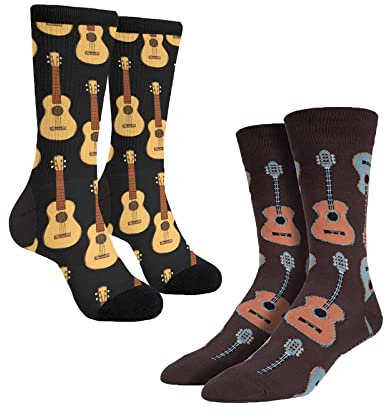 ENSTAB 2 Paar Gitarre Socken Geschenke Musikliebhaber Musik Geschenke Unisex(Größe41-46) (Gitarre-2)