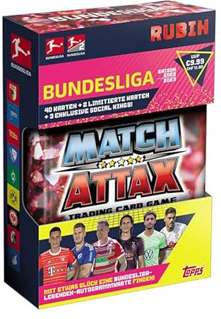 Topps Bundesliga Match Attax Fußball-Sammelkarten 2022/23 - Mini-Sammeldose - Rubin