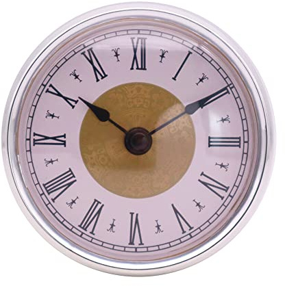 80mm Uhrwerk Einbau-Uhr, Runde Quarz Uhrwerk Geräuschlos Einsteckuhr mit Römischen Ziffern Quarzuhr Batteriebetrieben Miniatur Uhrwerk Vintage Uhreneinsatz Wanduhr für Schlafzimmer Wohnzimmer Büro