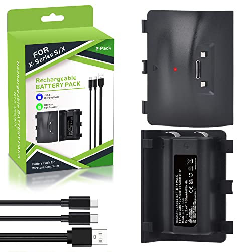 Uwayor Per Xbox 1400mAh 2 Pack Xbox Controller Batteria Ricaricabile per Xbox Series X&S Con Adattatore USB-C