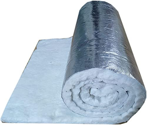 DOKUYIE Couverture en fibre de céramique - Tapis d'isolation simple face en aluminium - Pour cheminée, barbecue, four, cuisinière - 1 x 0,61 m (40 mm d'épaisseur)