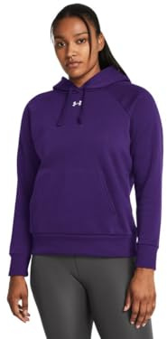 Under Armour Women's Rival Fleece Hoodie Hooded Sweatshirt, (500) Purple / / White, S