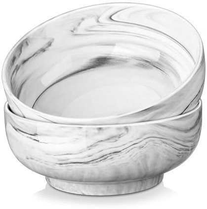 MALACASA, Serie Regular, 2-teilig, Marmor-Porzellan Salatschüsseln, 1780ml - Suppenschüssel, Servierschalen, Essenschale, Snackschale, Dessertschale für Salat, Suppen, Ramen, Obst usw