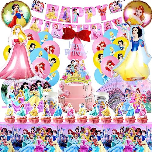 Decoration Anniversaire Princesse,Deco Anniversaire Princesse,Assiette Anniversaire Princesse,Deco Gateau Princesse,Ballon Princesse Anniversaire,Princesse Vaisselle Kit,Anniversaire Fille Princesse