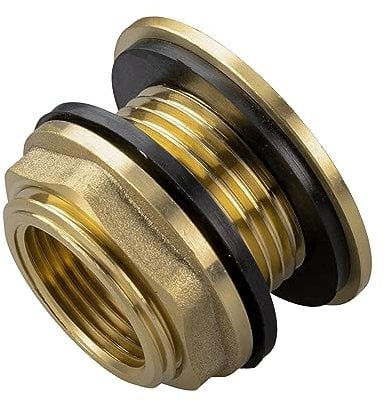 Solid Brass Water Tank Outlet Connector Collar, 3/4 BSP (26.4mm) External Thread, 1/2 BSP Internal Thread for Water Tanks & Butts, Premium Replacement Adapter, Bib Taps, Lever Taps, Hose Connectors