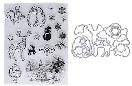 Transparenter Stempel Mit Weihnachtsmotiv, Transparenter Stempel Im Weihnachtsstil, Langlebiger Klarer Stempel aus TPR-Material Mit Stanzform Für Die Kartenherstellung, Für DIY-Weihnachtshandwerk, Kar