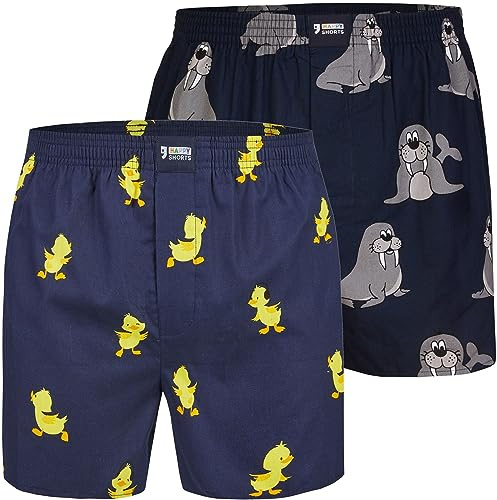 Happy Shorts Webboxer Herren Boxer Motiv Boxershorts Sets zur Auswahl Farbwahl, Farbe:Design 08, Grösse:XL