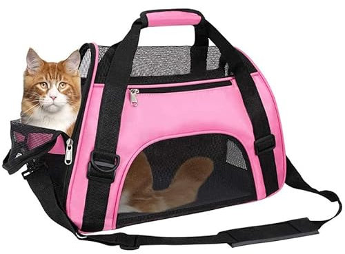 Sac De Transport pour Chat Sac à Main pour Chien Chiot Animal De Compagnie Sac De Transport Portable pour Animal Domestique Approuvé par Les Compagnies Aériennes (M,Rose)