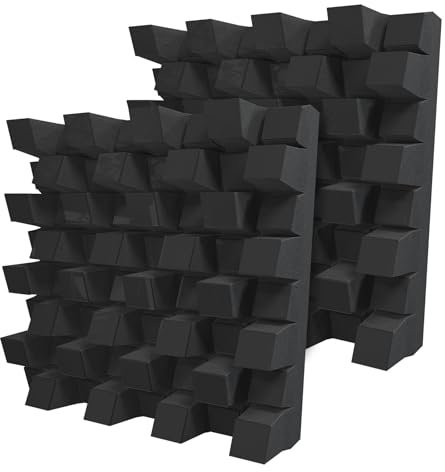 Akustik-Diffusor, 2D-Unterschied, Reflexion, Diffusion, Absorption, Schalldämmung, Wandkunst-Panel, Farbplatten: (schwarz glänzender Kunststoff, Sirius (150 mm), 2 Stück