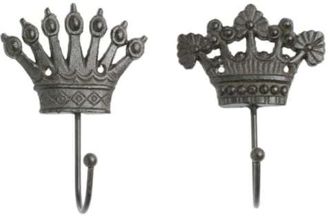 MACOSA PO471334-000-708_x2 Wandhaken Krone 2er Set Braun Metall 14 cm Garderobenhaken Haken Dekohaken Kleiderhaken Jackenhaken Metallhaken Wandgarderobe