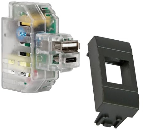 FANTON 82893-32 kit alimentatore USB A+C 2,4A attacco keystone da incasso completo di adattatore combatibile con placche e supporti BTICINO LIVING LIGHT/INTERNATIONAL