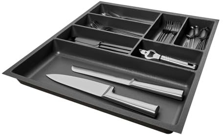 SO-BOX 3 Besteckkasten Breite 49,1 cm, Tiefe 47,3 cm mit anthraziter Kanvas-Struktur für 60er Schubladen von Nobilia ab August 2012 und weitere Küchen