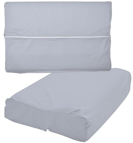 Nackenkissen Bezug 40x80 cm Grau Gesundheitskissen Überzug | Baumwolle Gesundheitskissen Vollschutzbezug mit Reißverschluss, Überzug für Nackenstützkissen, Universalbezug, Kissenhülle