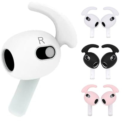 Live4gadgets AirPod Ear Hooks, 3 Pairs Anti-Slip Ear Covers Silicone Accessories Compatible with Apple AirPods 4th Generation (White, Black, Pink)