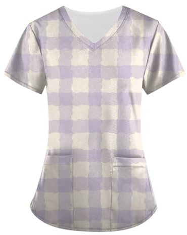 Kasack Damen Pflege Günstig, Kittel Damen Kasacks Pflege Kasack Damen Mit Druck Kassaks Frauen Pflege, Valentinstag Schlupfkasack Damen Damen Uniforms Tops Kasacks Damen, Kasack(3-Dark Purple,XXL)