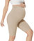 QGGQDD Legging de grossesse court pour femme enceinte, couleur chair, S