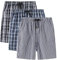AjezMax Herren 3er Pack Schlafanzughose Kurz Baumwolle Kariert Pyjamahose Shorty Sommer Nachtwäsche Schlafshorts mit Taschen L