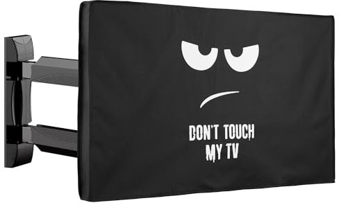 kwmobile kompatibel mit 55 TV Outdoor TV Abdeckung - Fernseher Hülle Bildschirmschutz - wetterfest - Weiß Schwarz Don't Touch My TV