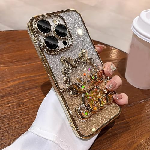 Roemary Dragon Case Cover for iPhone 13,for iPhone 13 Case Liquid Flowing,Gold Dragon Phone Case with Camera Protector-Gold Bumper & Gold Back