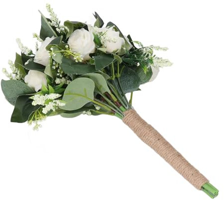 Fabater Handstrauß, Künstliches, Lebendiges Symbol der Liebe, Hochzeits-Handstrauß, Exquisit für die Jubiläumszeremonie (White)