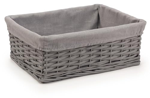 Woodluv Storage Baskets Woven Wicker, Storage Basket for shelves, Baskets to make hampers, Storage Box, Storage Organiser, Grey, Large