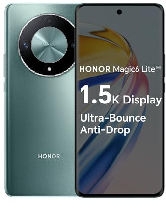 HONOR Magic6 Lite, Sim-Free Mobile Phones, 5G Smartphone, 8GB+256GB, 6,78” Anti-Drop 120Hz Display, 108MP Triple Rear Camera, 5300mAh Battery, Dual SIM, Android 13, Emerald Green (Renewed)