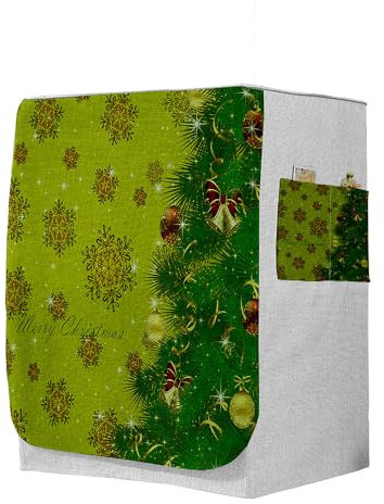 Highdi 3D Waschmaschinenabdeckung, Staubdicht Sonnenschutz für Frontlader Waschmaschine Staubdichte Staubdichte Abdeckung Waschmaschine (Xmas 12,L-Kapazität 10.5~12kg)