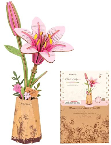 rowood Puzzle 3D Fai da te Fiore in Legno Kit Modellino di Fiori Artificiali Da Montare Per Adulti