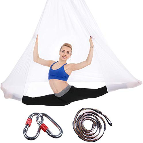 Aerial Yoga Tuch DIY Premium Silks Aerial Equipment Elastische Yoga Hängematte Tuch Sling Swing Vertikaltuch Yogatuch Hammock Fitness für Pilates Gymnastik Antigravity Inversionsübungen