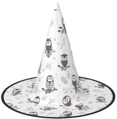 CRJSYCBYB Eule Baum Zweige gedruckt Halloween Hut Hexenhut Halloween Spitzhut