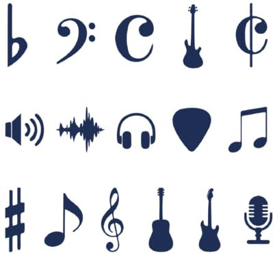 Tattwo.me – Temporäre Tattoos für Erwachsene und Kinder, hält 2 Wochen, wasserfest – 16 Modelle zum Thema Musik – Pflanzliche Tinte – EU-Kosmetik-Zertifikat – (M0265)