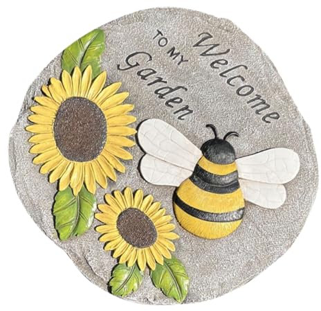 BEBEMOKO Dalles De Terrasse Pour Jardin Carrelage Extérieur Pour Pelouse Pavés Décoratifs Pour Allée De Jardin Avec Motif Tournesol Et Abeille
