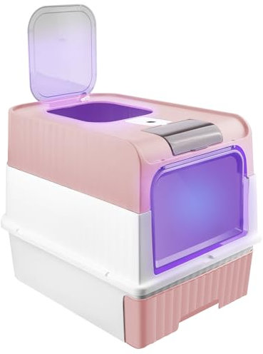 Willonin Katzentoilette, selbstreinigend, Katzentoilette, selbstreinigend, automatisch, selbstreinigend, für Katzen (grau) (48 x 35 x 36 cm, Rosa)
