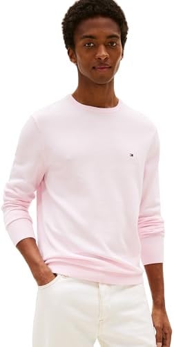 Tommy Hilfiger Pull Homme Essential Cotton avec Col Ras-du-Cou, Rose (Pink Lily), M