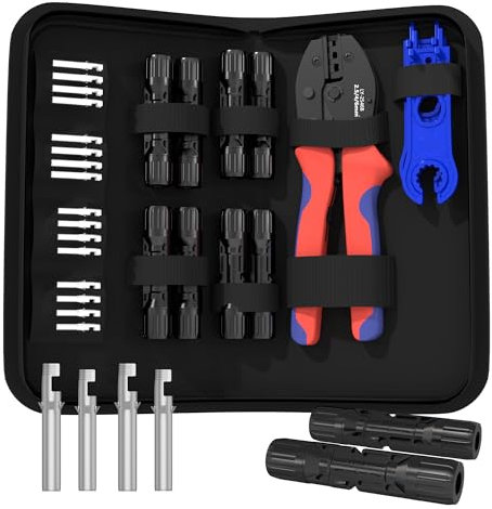 GOOPOOL Pinza Crimpatrice Solare per 2,5/4/6mm², con 10 Paia Connettori Pannelli Solari + Pinza Crimpatrice + 1 Paio di Chiavi Solari, Pinza Connettori Fotovoltaico, Cavo Solare PV