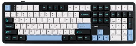 EPOMAKER AULA F108 Wireless Gaming Keyboard with 8000mAh Battery, US Layout Full Size Mechanical Keyboard with 108 Hot-Swappable Keys, RGB, for Mac/PC/Android (BlackWhiteBlue, Greywood V3)