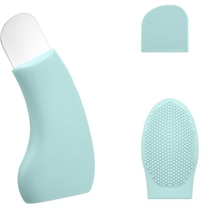 Outil d'Élimination des Points Noirs, Silicone Acier Inoxydable Outil de Grattage du Visage Extracteur de Points Noirs avec Couvercle Anti-Poussière en Silicone Extracteur de Pores (Vert)
