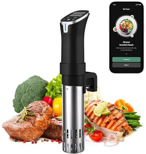 Sous Vide Stick, Wi-Fi-Steuerung und Touchscreen, Sous Vide Garer Eintauchthermostat, Ruhiger und Energieeffizienter Include Timer -Funktion und Rezeptbuch für Anfänger Heimköche